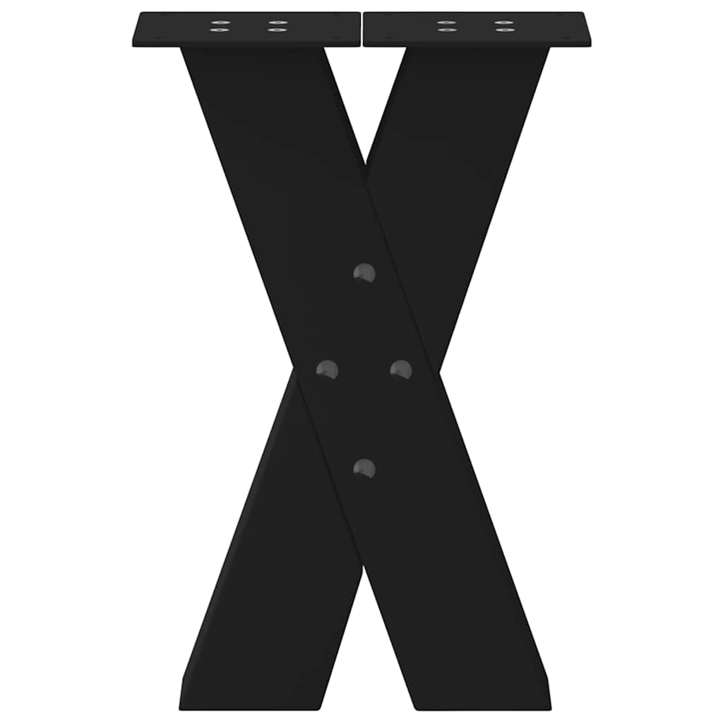 Pés para mesa de centro em formato de X, 2 peças, preto, 28x(42-43) cm, aço