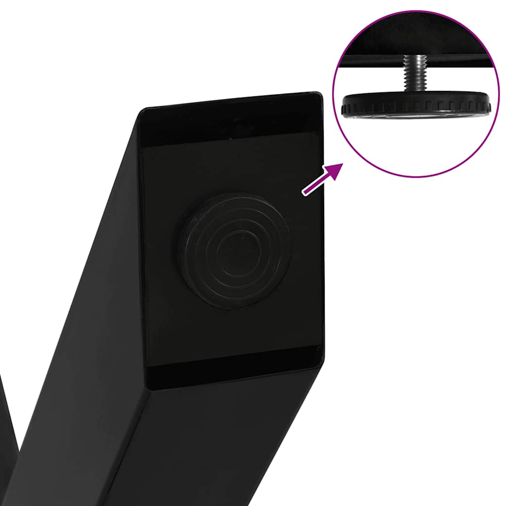 Pés para mesa de centro em formato de X, 2 peças, preto, 28x(42-43) cm, aço