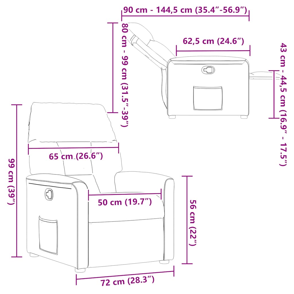 Cadeira reclinável tecido castanho