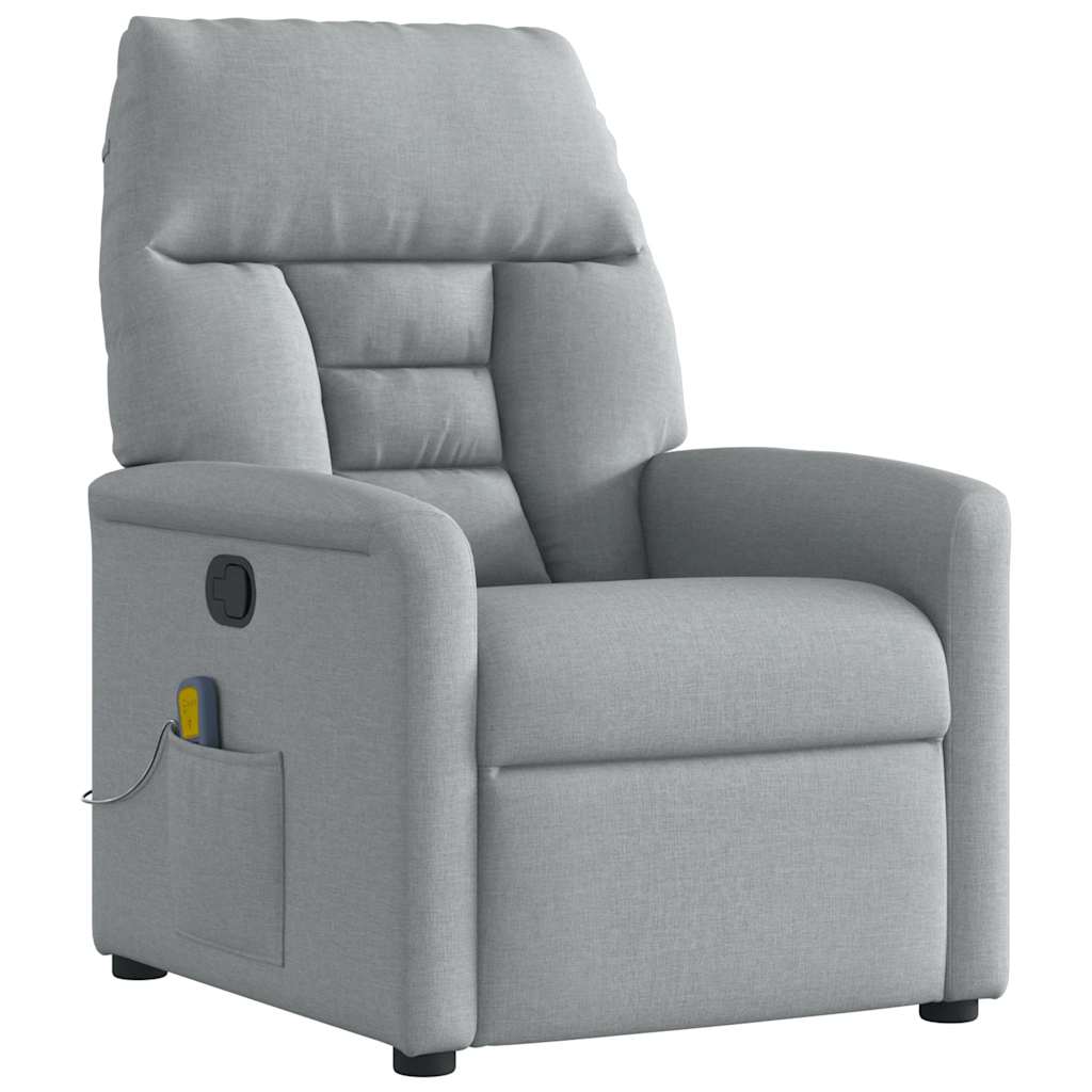 Poltrona de massagens reclinável tecido cinzento-claro