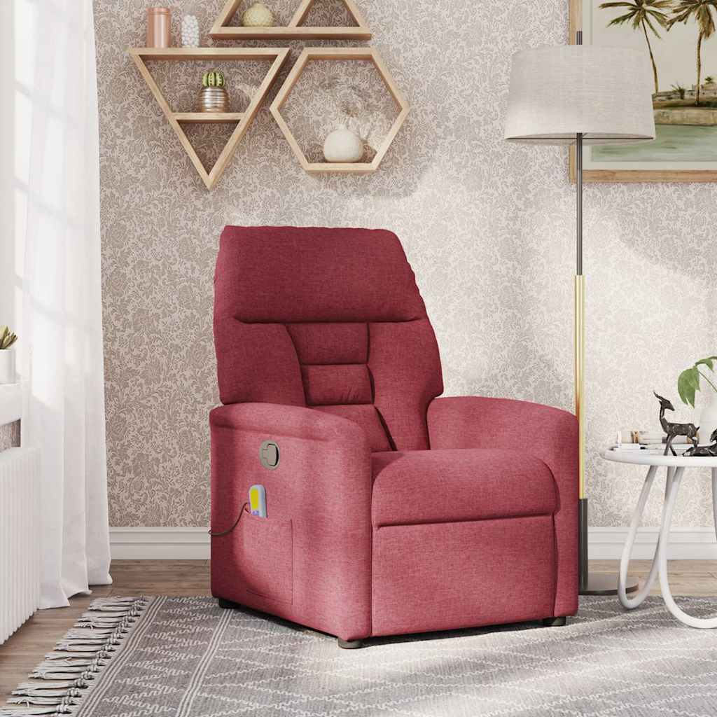 Poltrona de massagens reclinável tecido vermelho tinto