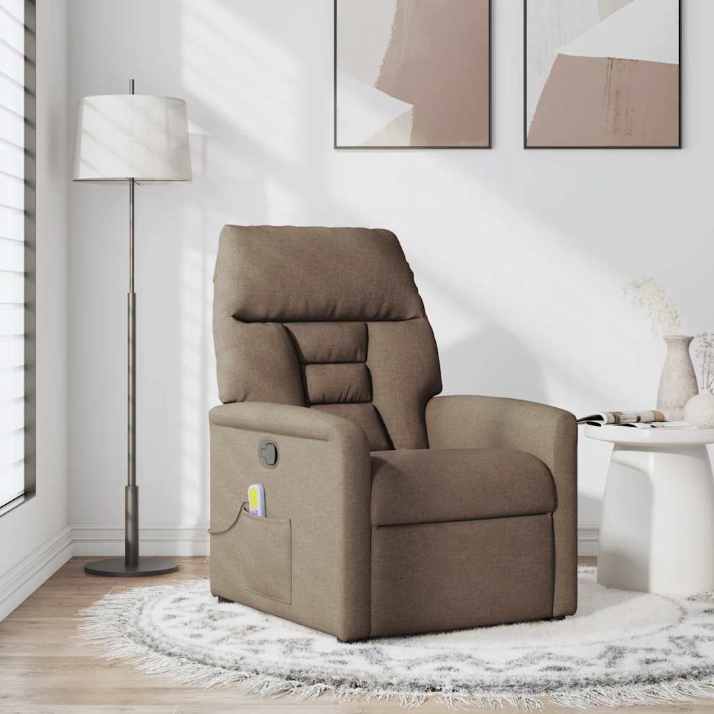 Poltrona de massagens reclinável tecido castanho
