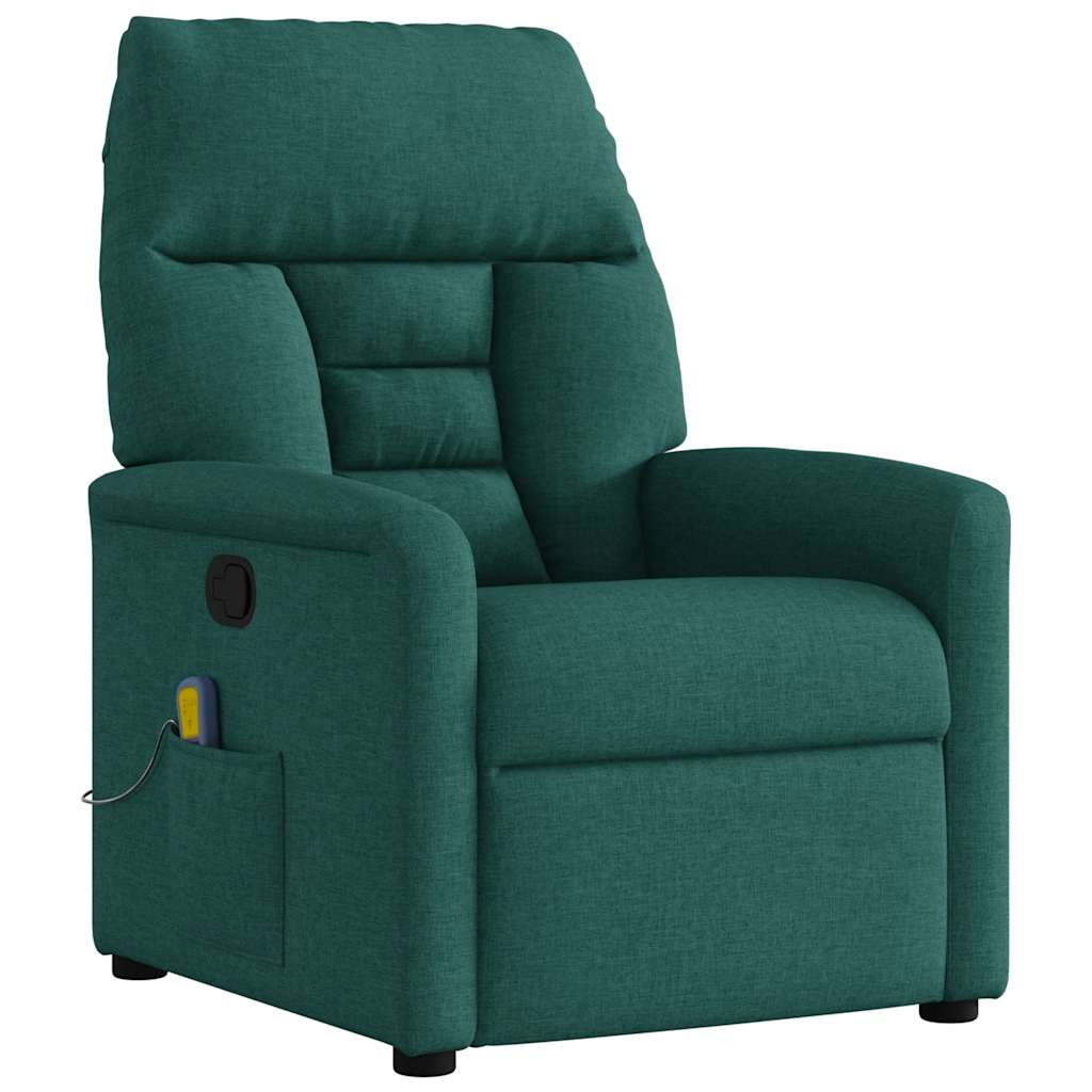 Poltrona de massagens reclinável tecido verde-escuro