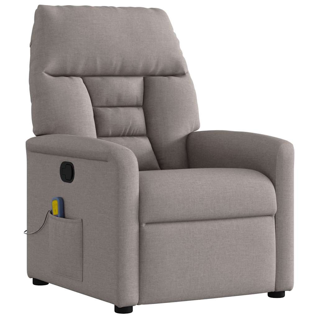 Poltrona de massagens reclinável tecido cinzento-acastanhado