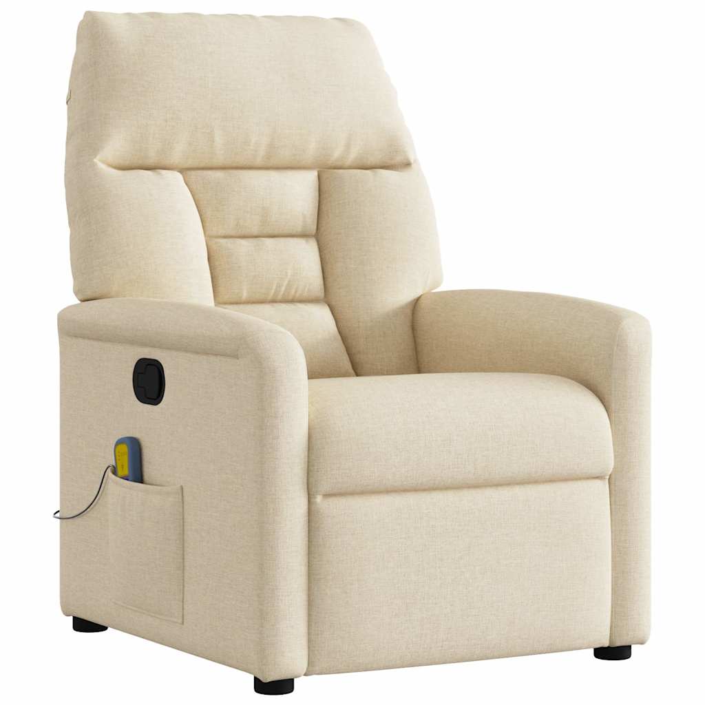 Poltrona de massagens reclinável tecido cor creme