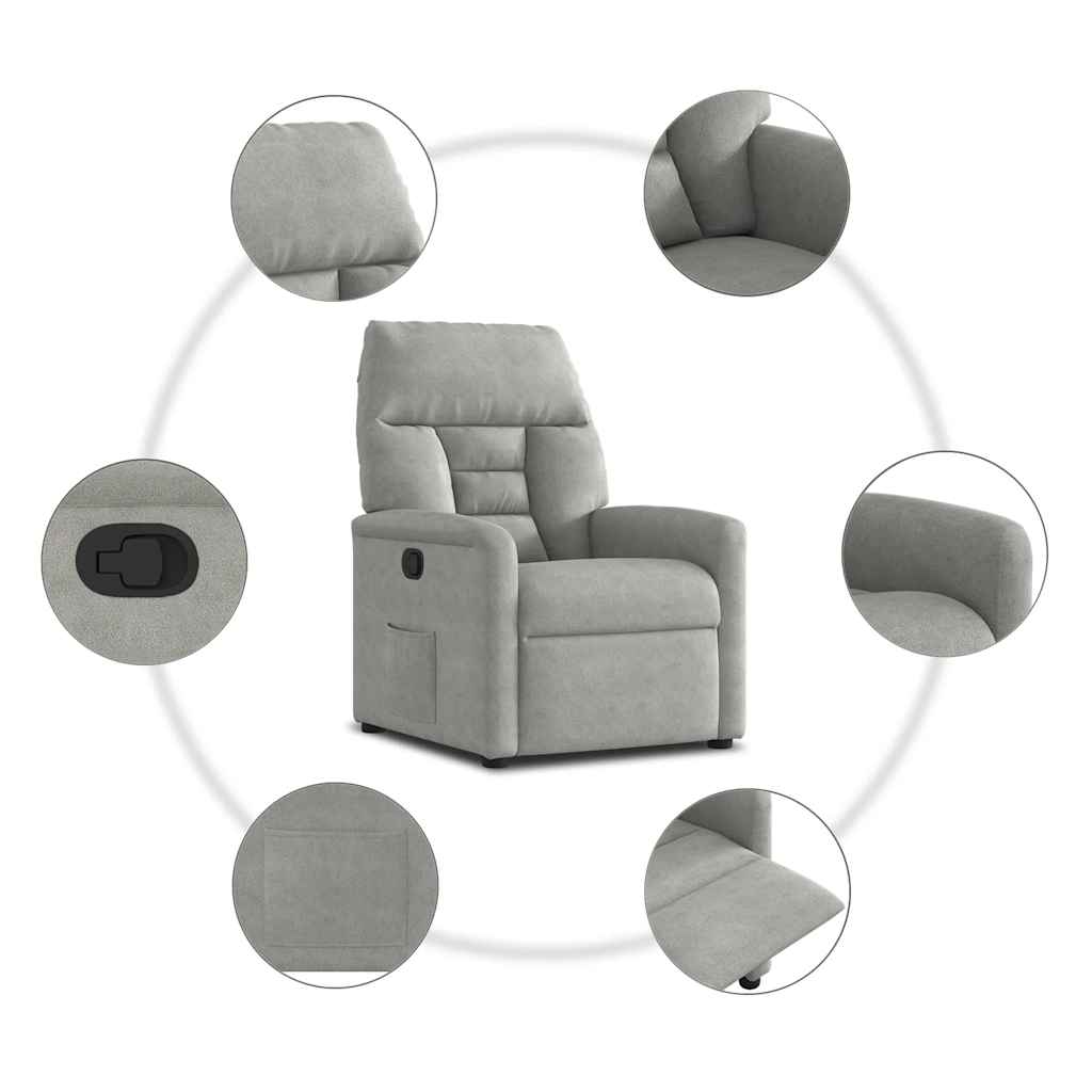 Poltrona reclinável tecido de microfibra cinza-claro