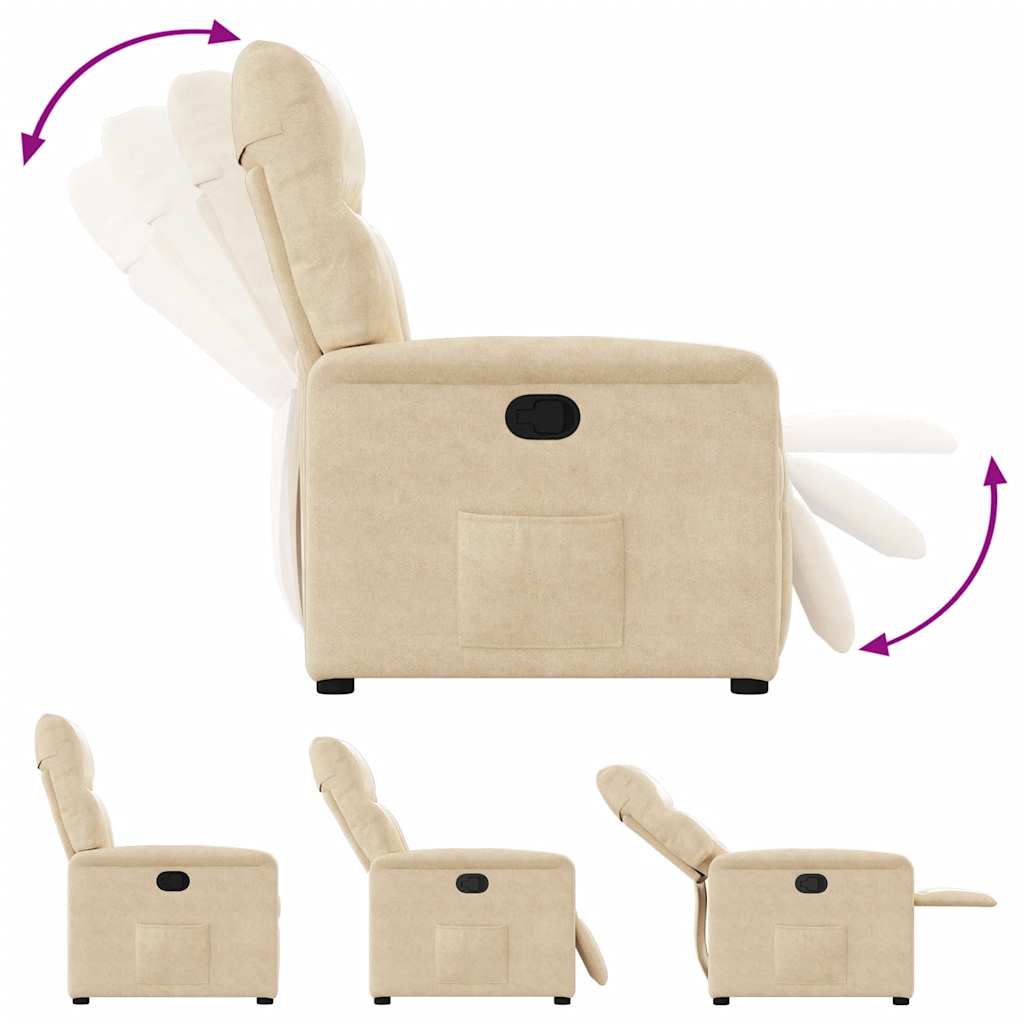 Poltrona reclinável tecido de microfibra cor creme
