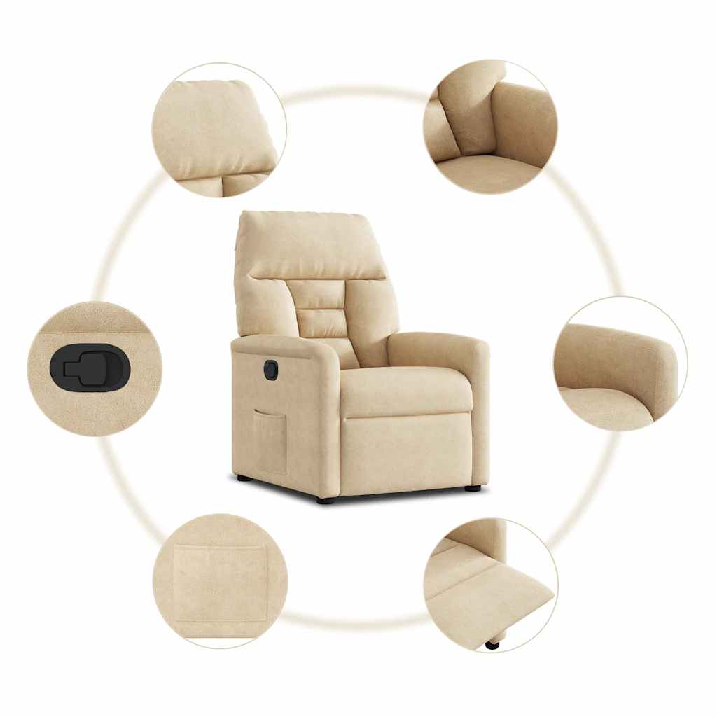 Poltrona reclinável tecido de microfibra cor creme