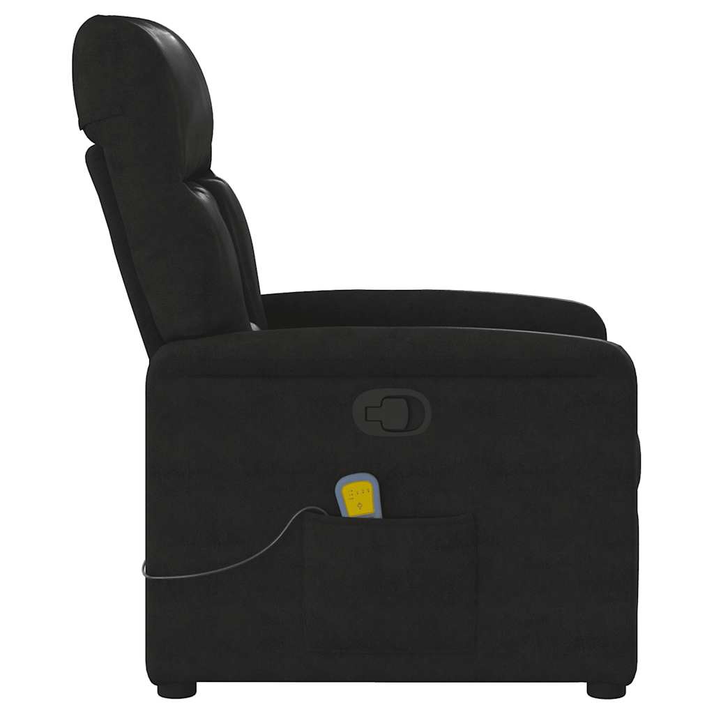 Poltrona de massagens reclinável tecido de microfibra preto
