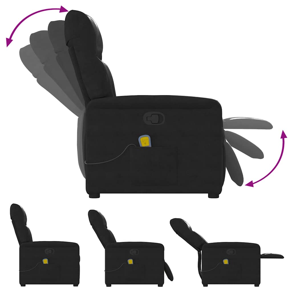 Poltrona de massagens reclinável tecido de microfibra preto
