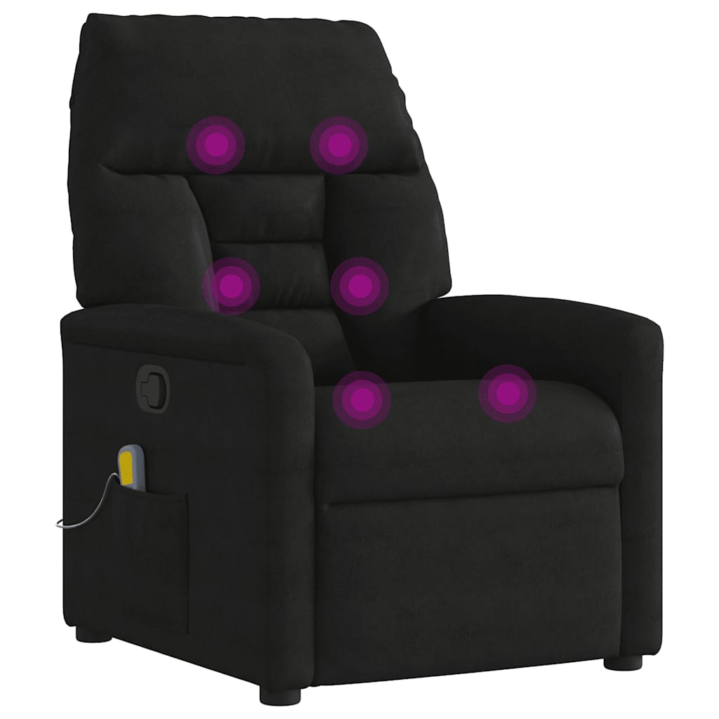 Poltrona de massagens reclinável tecido de microfibra preto