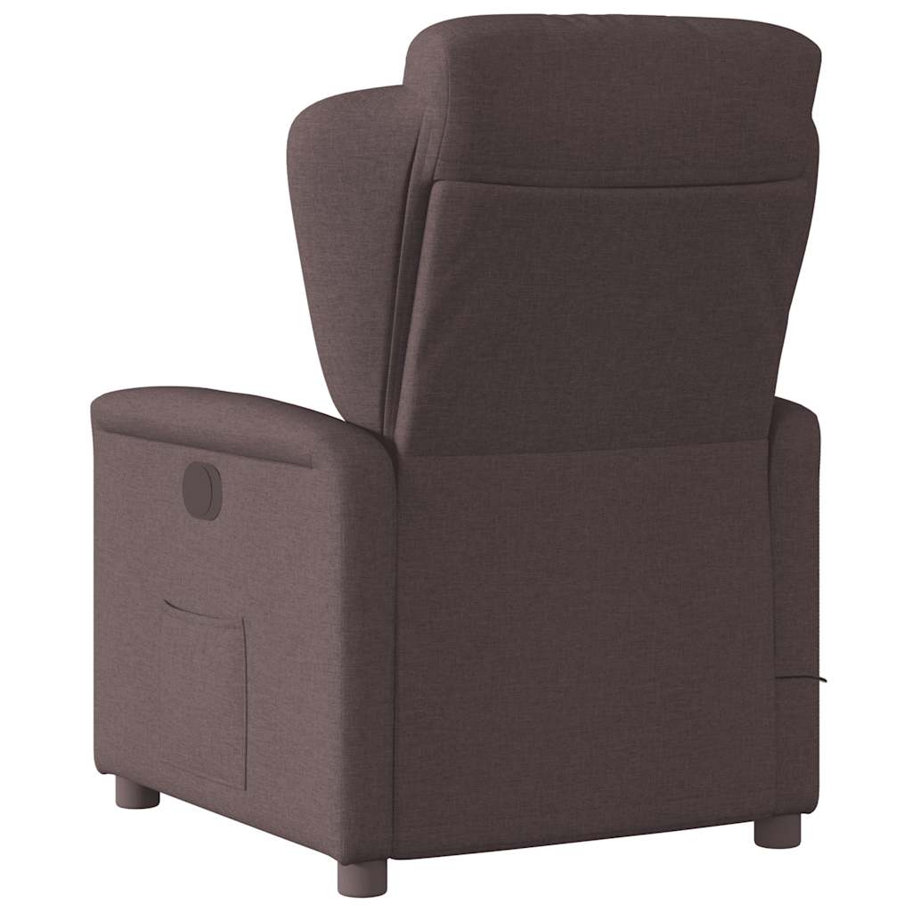 Poltrona de massagens reclinável tecido castanho-escuro