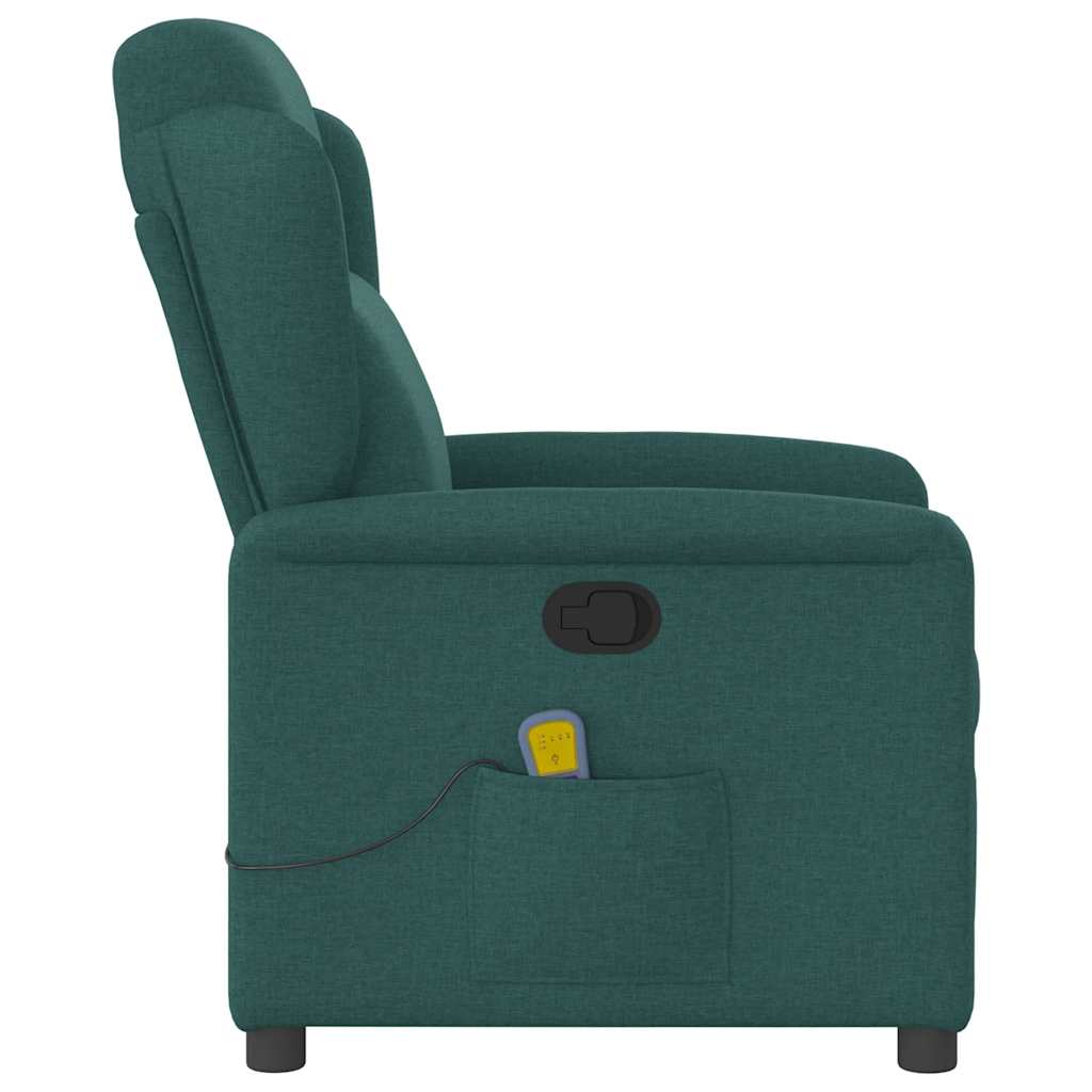 Poltrona de massagens reclinável tecido verde-escuro