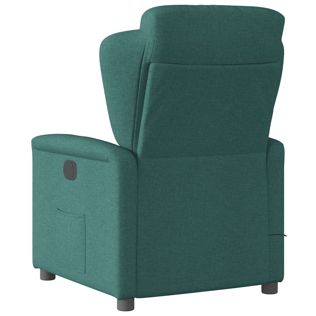 Poltrona de massagens reclinável tecido verde-escuro