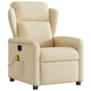 Poltrona de massagens reclinável tecido cor creme