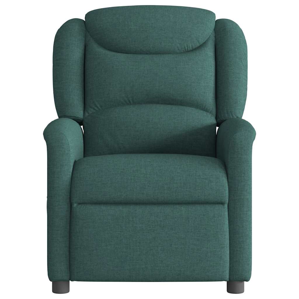 Poltrona de massagens reclinável tecido verde-escuro