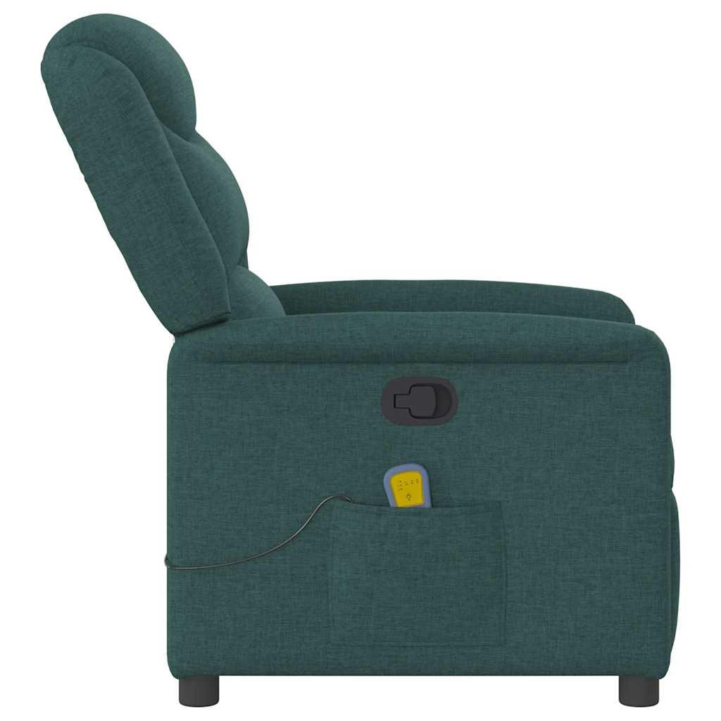 Poltrona de massagens reclinável tecido verde-escuro