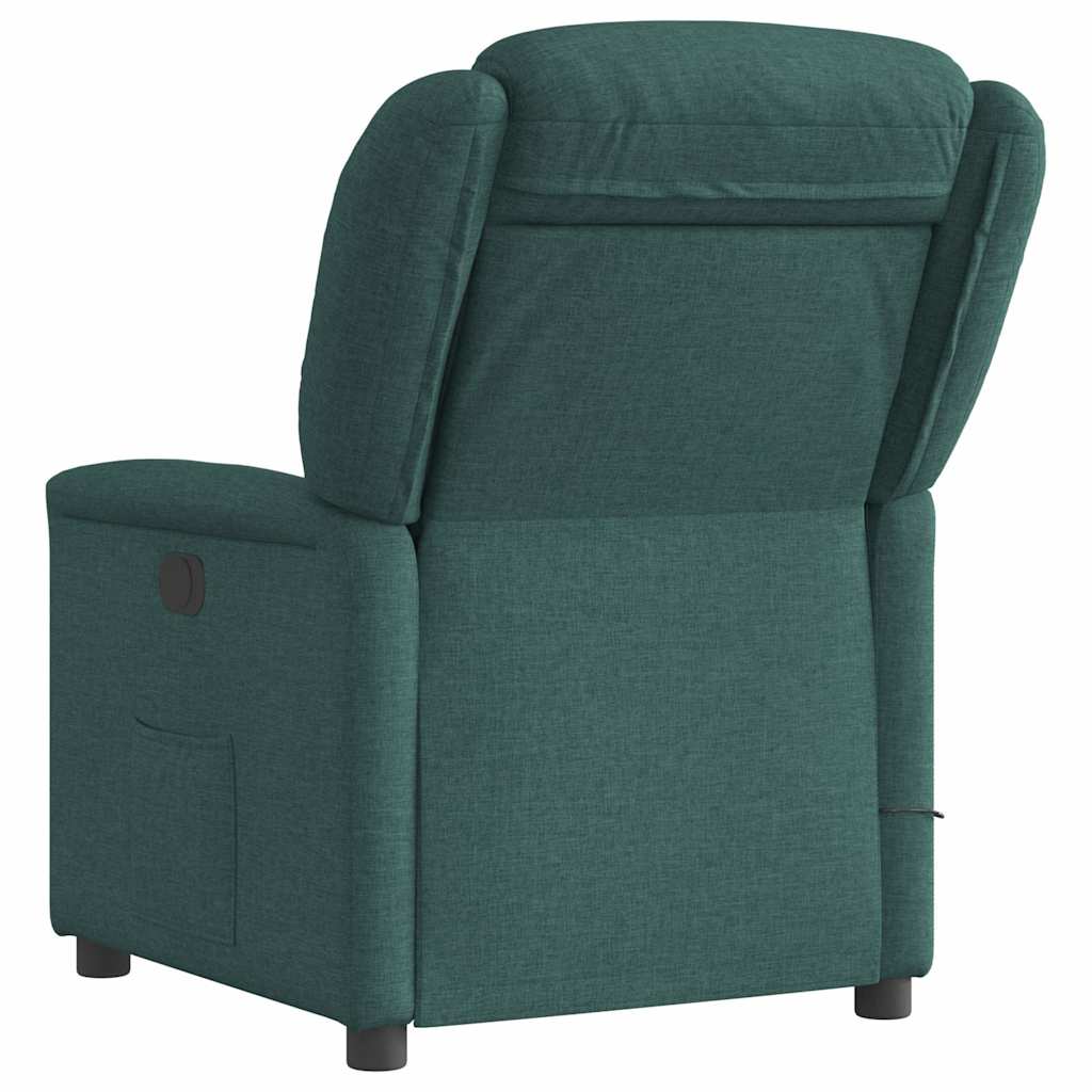 Poltrona de massagens reclinável tecido verde-escuro