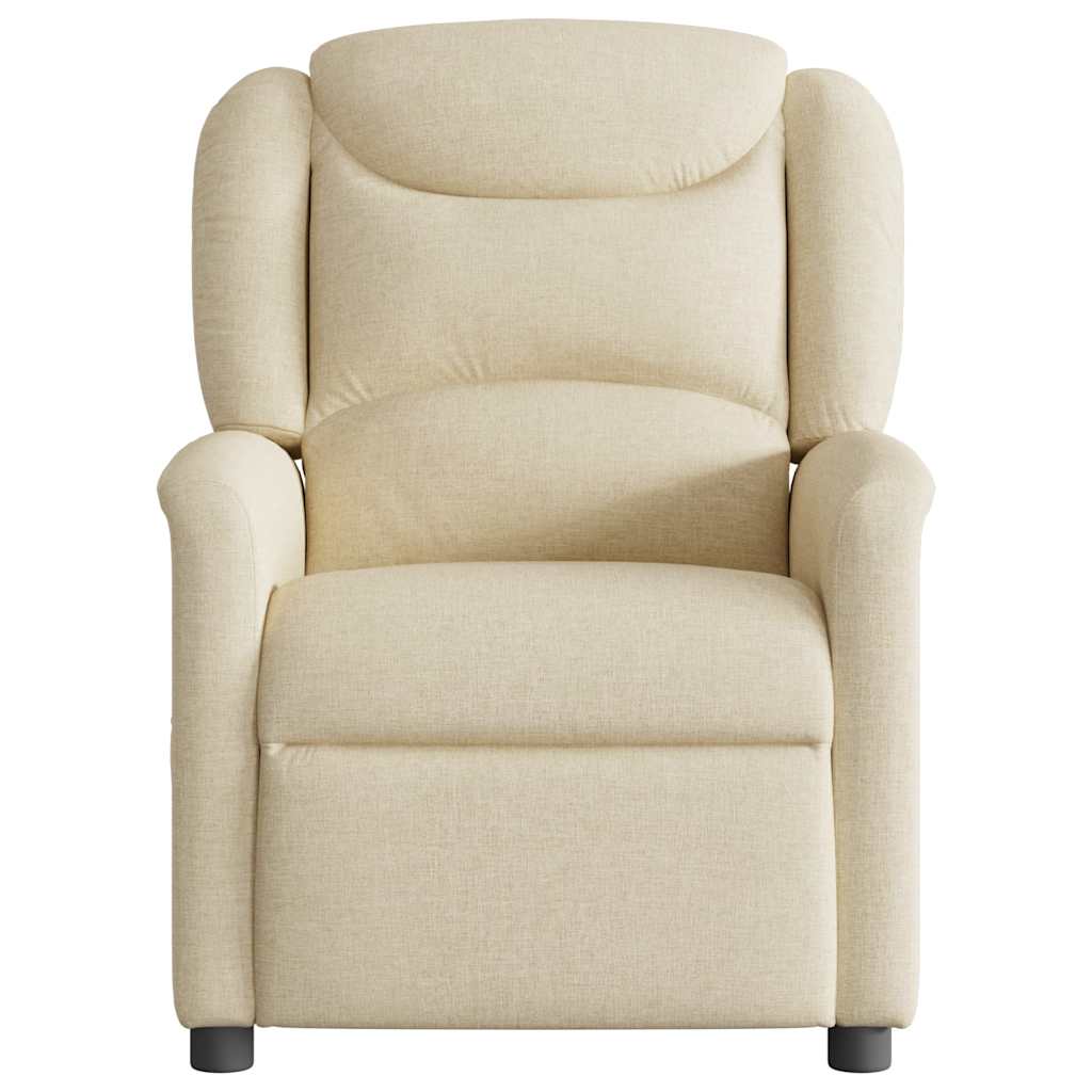 Poltrona de massagens reclinável tecido cor creme