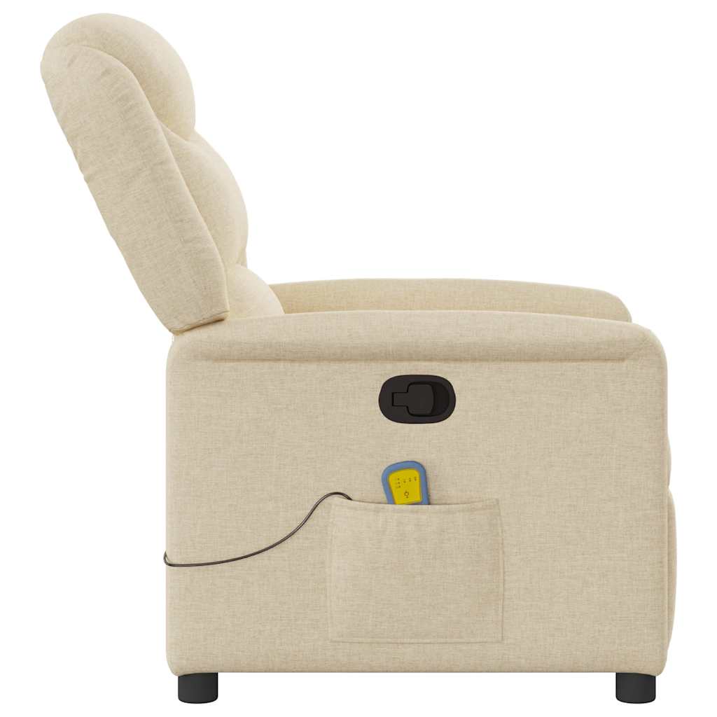 Poltrona de massagens reclinável tecido cor creme