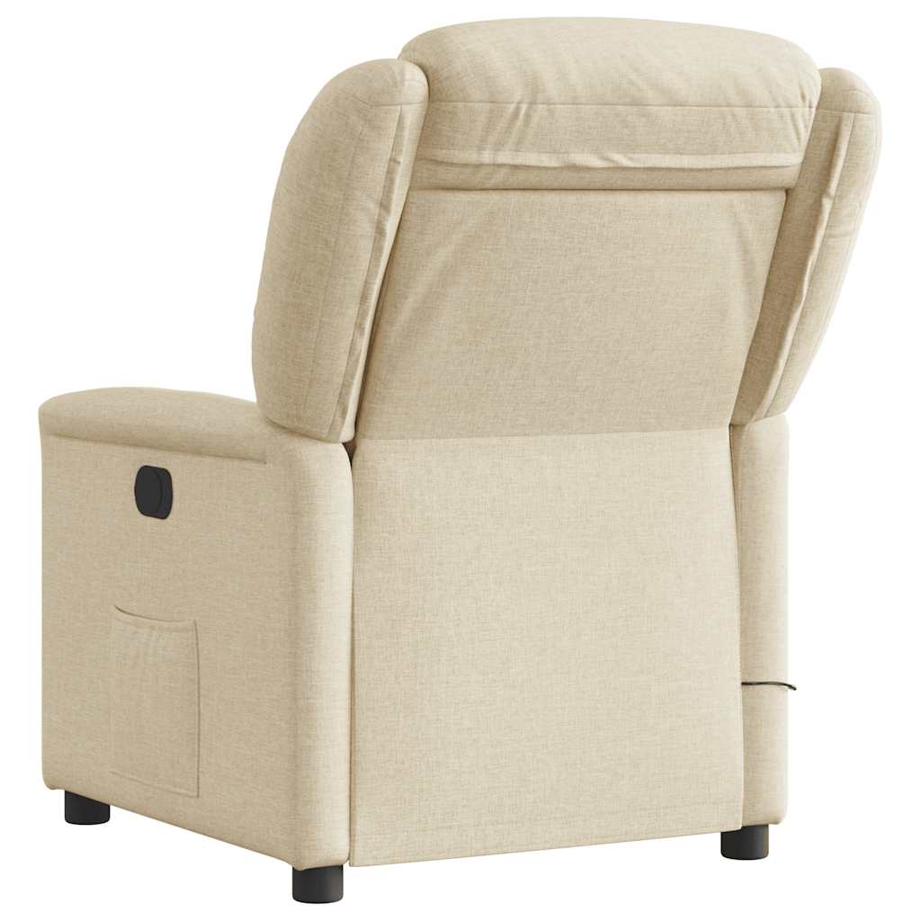 Poltrona de massagens reclinável tecido cor creme