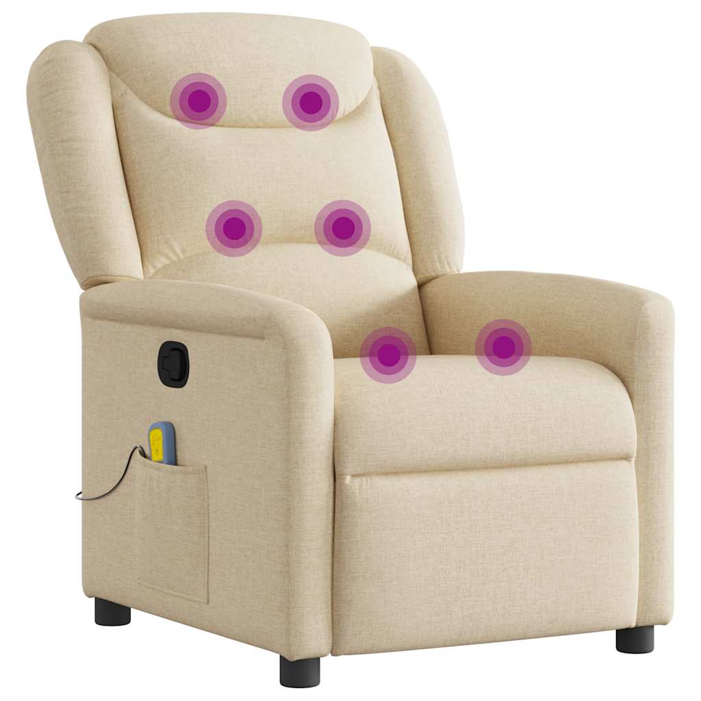 Poltrona de massagens reclinável tecido cor creme