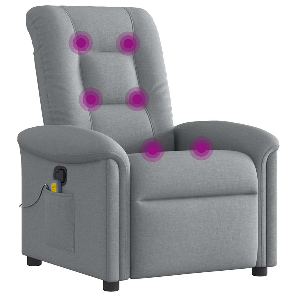 Poltrona de massagens reclinável tecido cinzento-claro