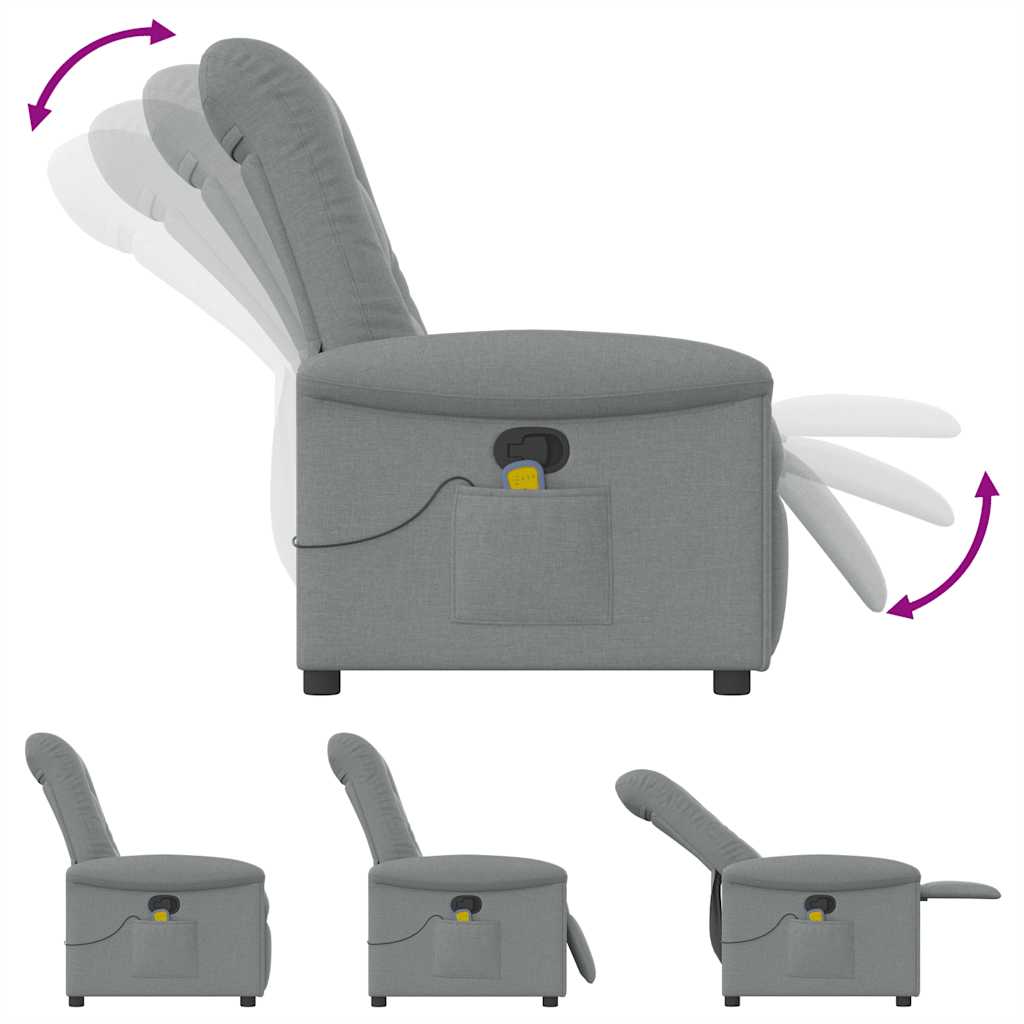 Poltrona de massagens reclinável tecido cinzento-claro
