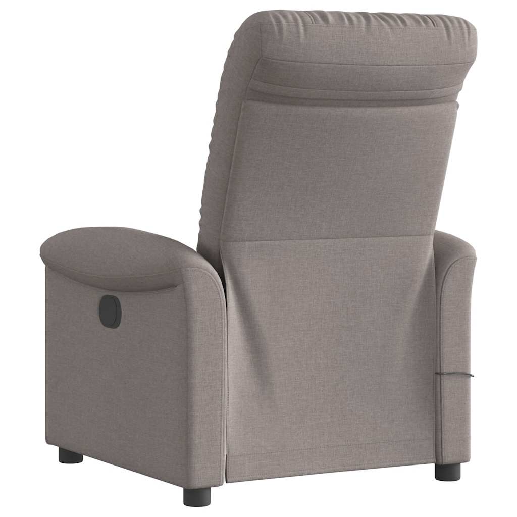 Poltrona de massagens reclinável tecido cinzento-acastanhado