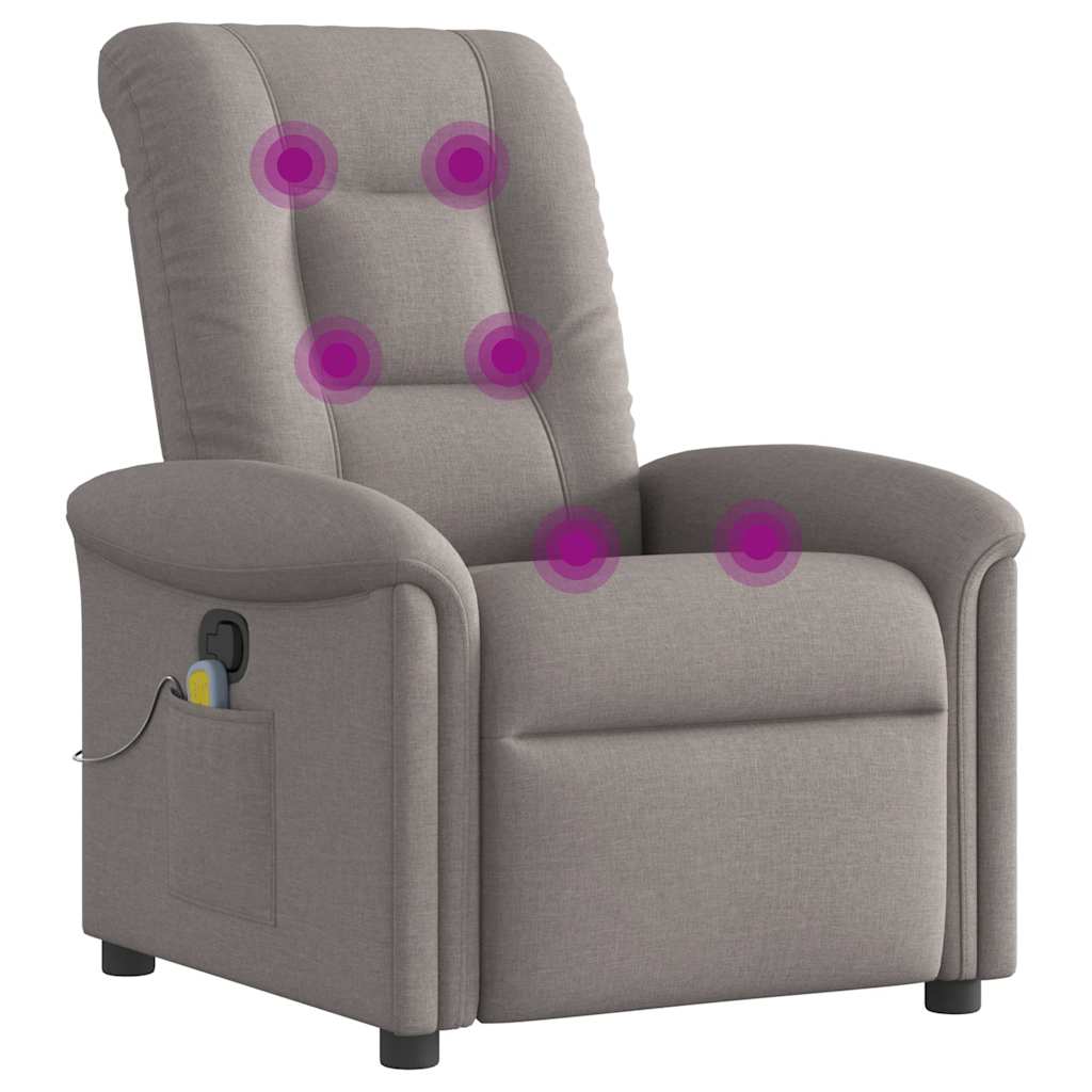 Poltrona de massagens reclinável tecido cinzento-acastanhado