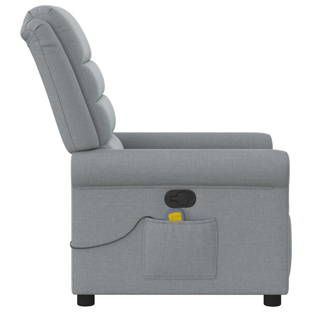 Poltrona de massagens reclinável tecido cinzento-claro