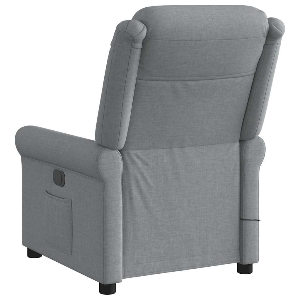 Poltrona de massagens reclinável tecido cinzento-claro