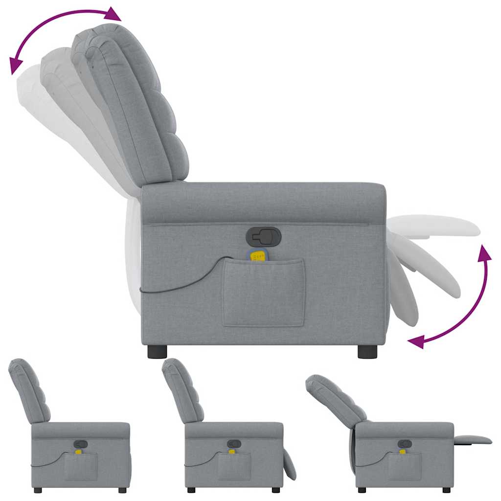 Poltrona de massagens reclinável tecido cinzento-claro