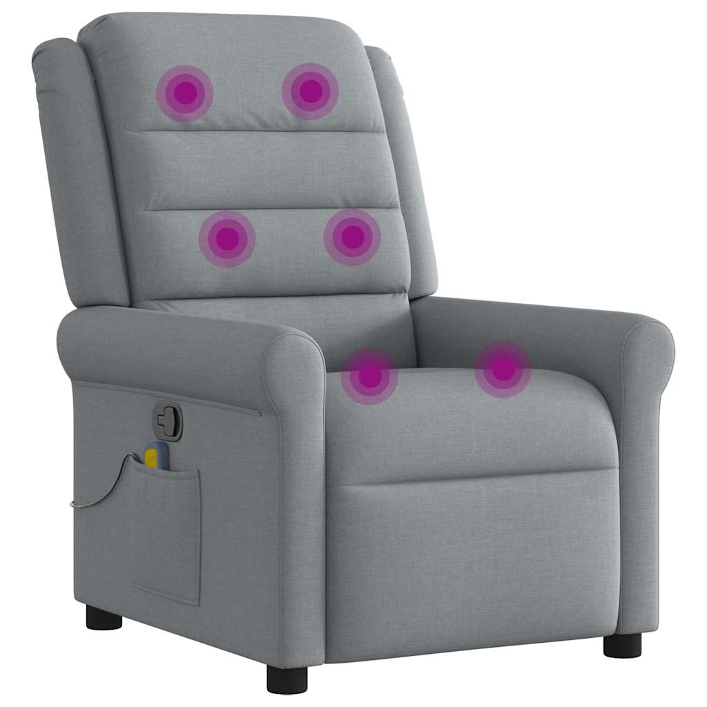 Poltrona de massagens reclinável tecido cinzento-claro