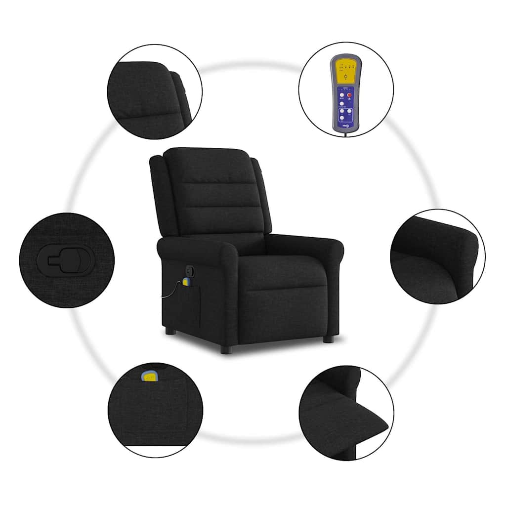 Poltrona de massagens reclinável tecido preto