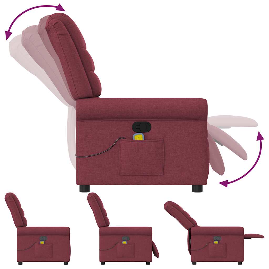 Poltrona de massagens reclinável tecido vermelho tinto