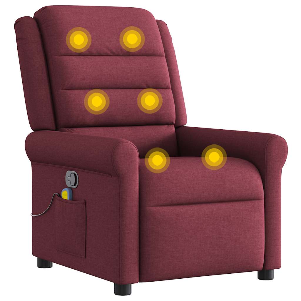 Poltrona de massagens reclinável tecido vermelho tinto