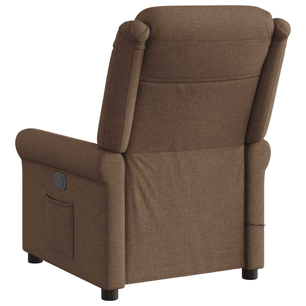 Poltrona de massagens reclinável tecido castanho