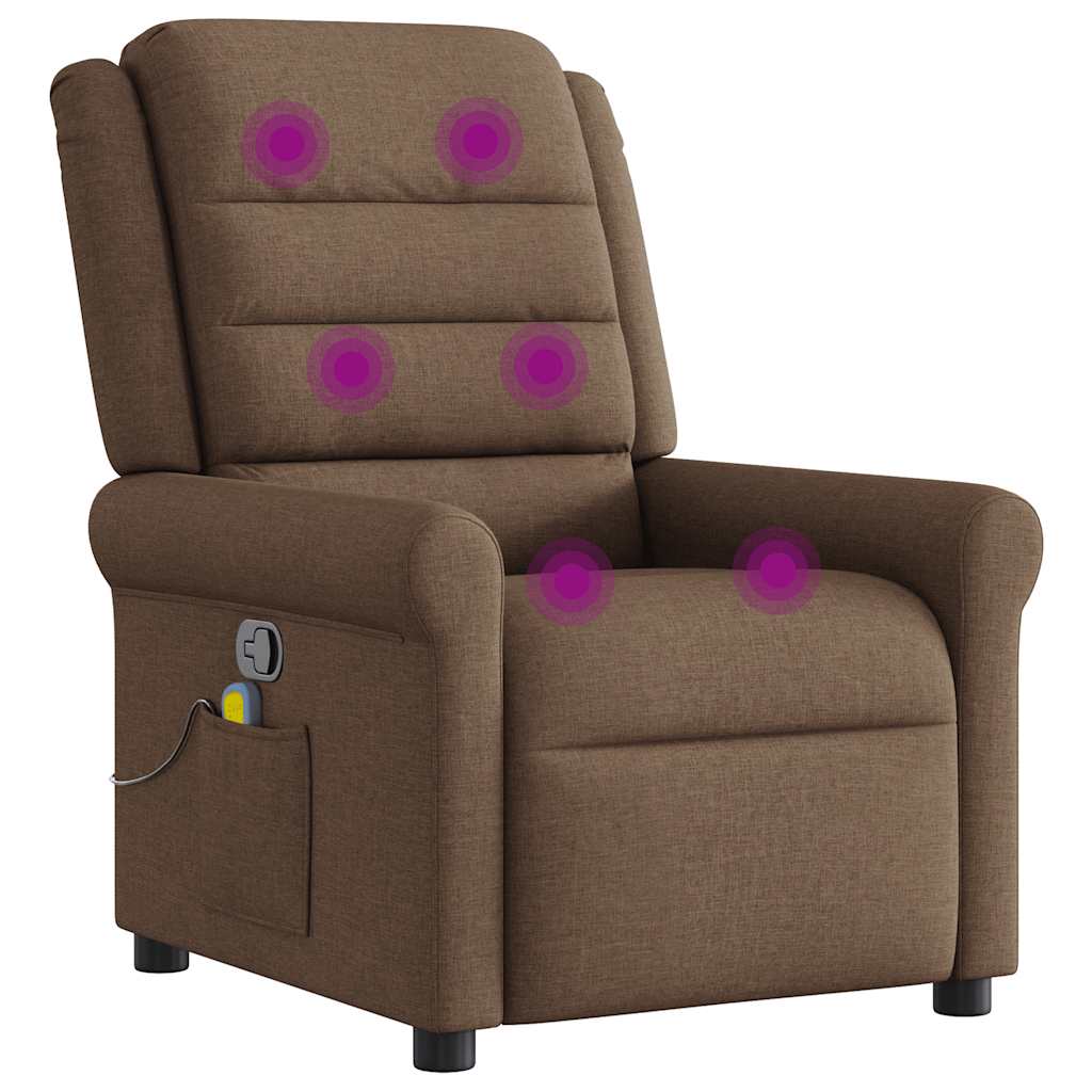 Poltrona de massagens reclinável tecido castanho