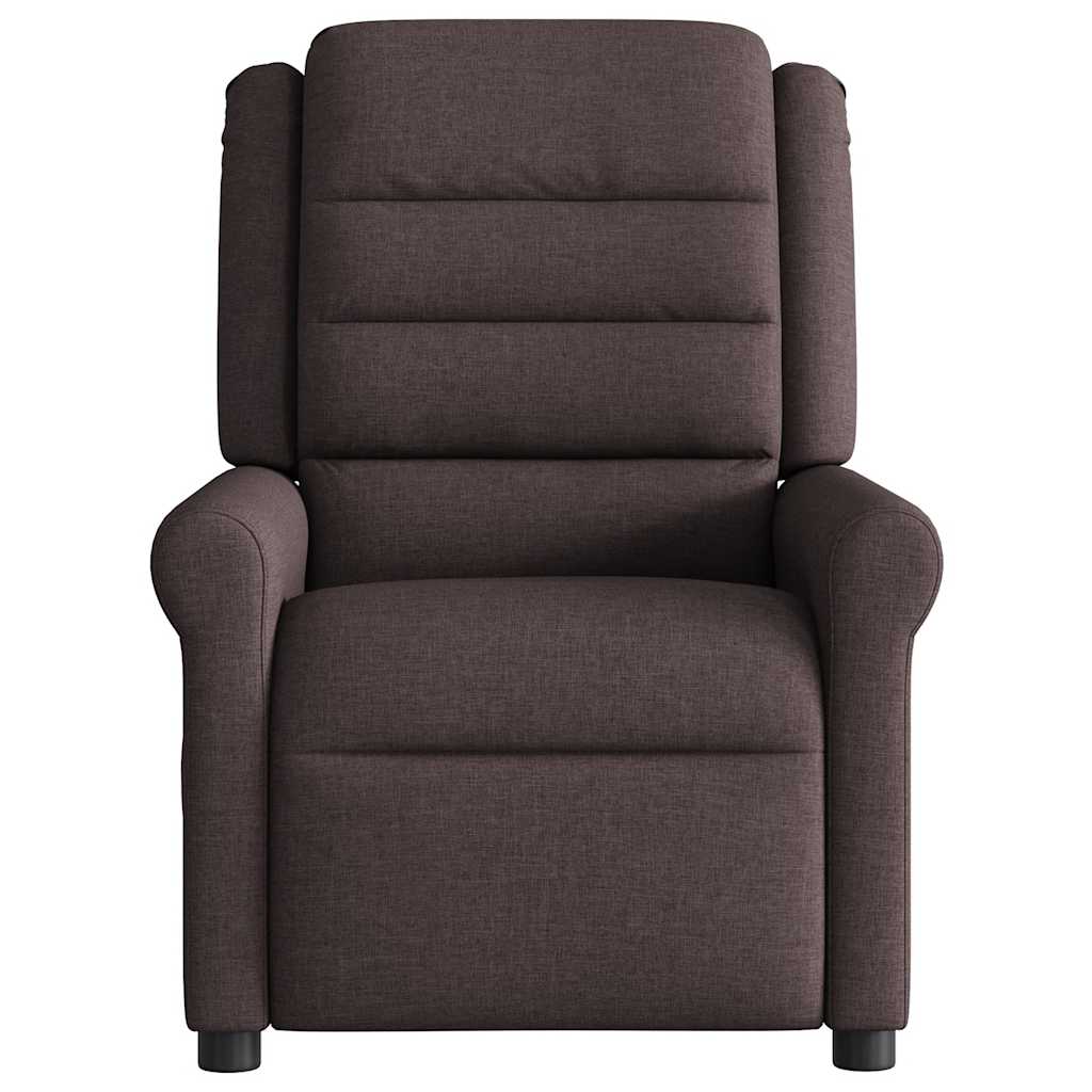 Poltrona de massagens reclinável tecido castanho-escuro