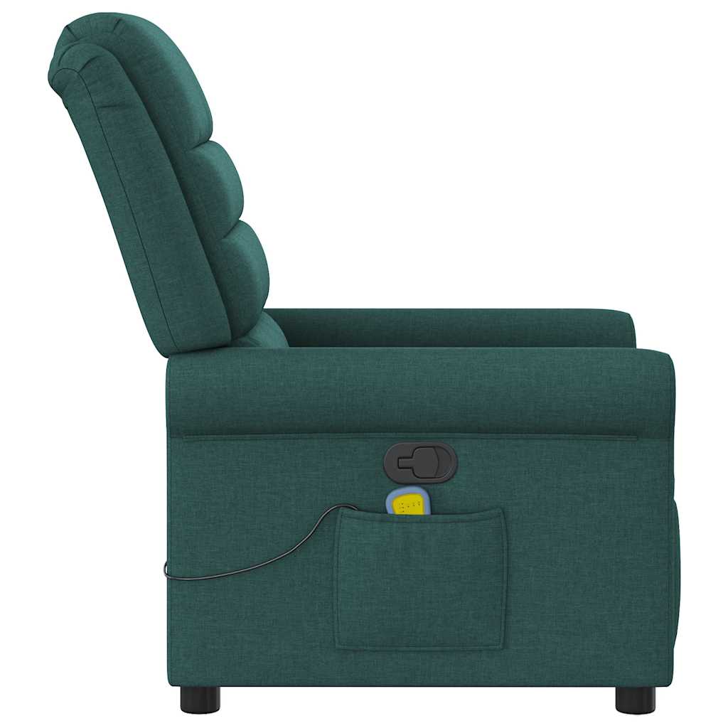 Poltrona de massagens reclinável tecido verde-escuro