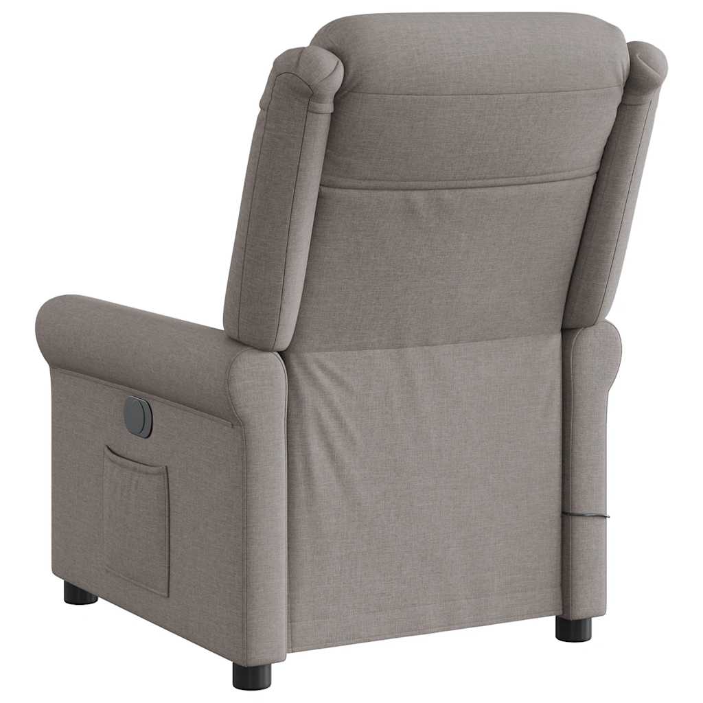 Poltrona de massagens reclinável tecido cinzento-acastanhado