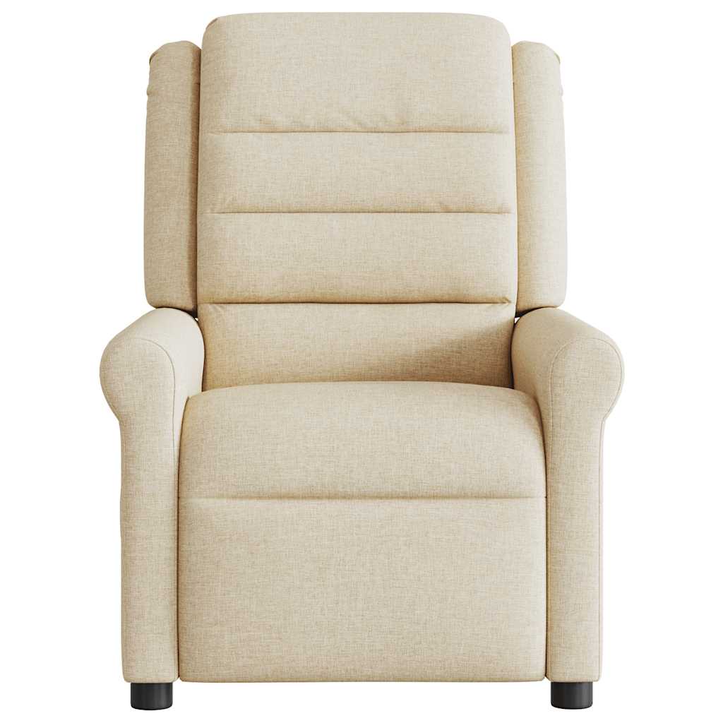 Poltrona de massagens reclinável tecido cor creme