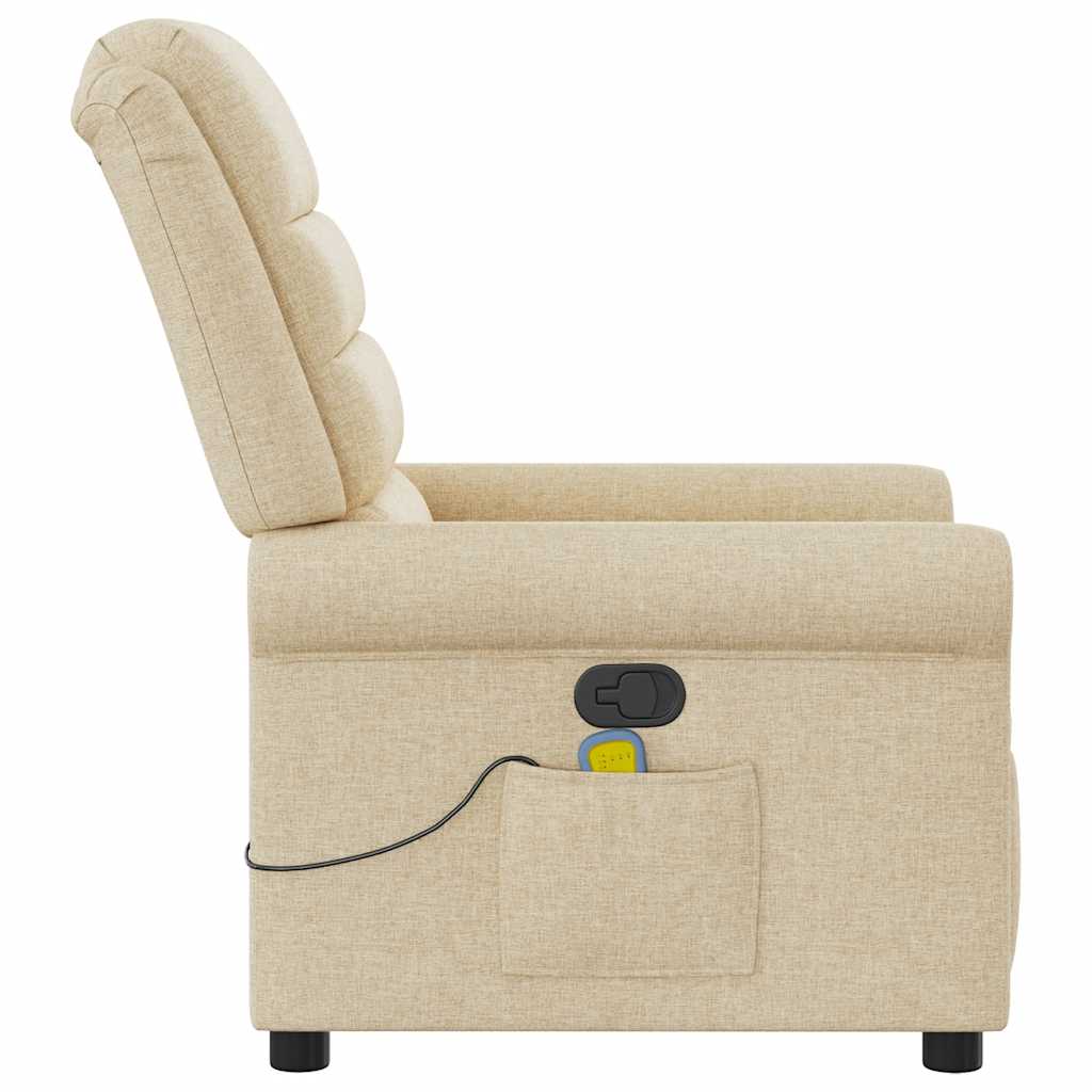 Poltrona de massagens reclinável tecido cor creme