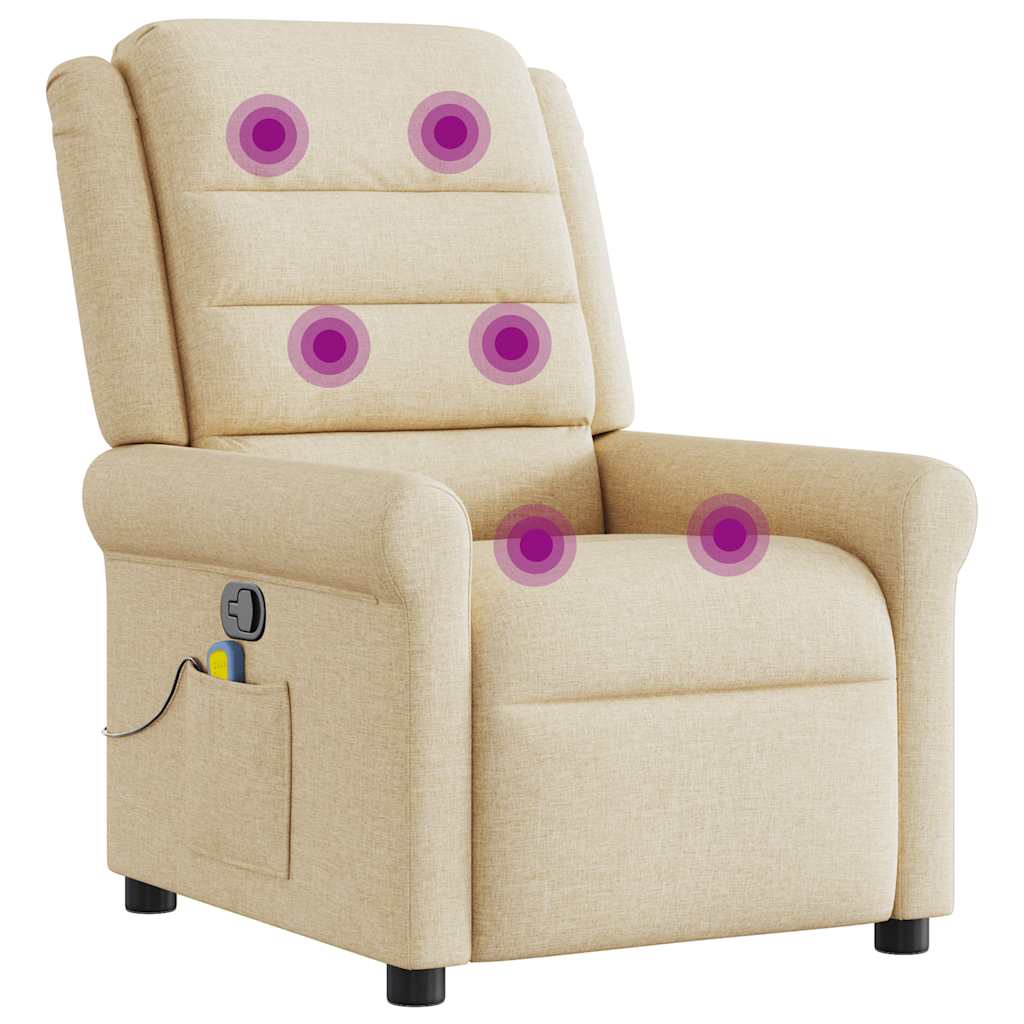 Poltrona de massagens reclinável tecido cor creme