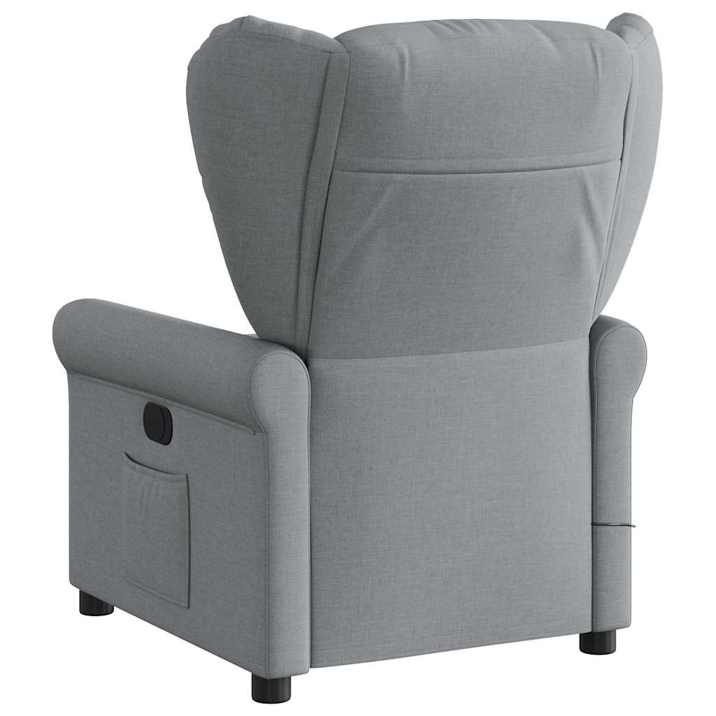 Poltrona de massagens reclinável tecido cinzento-claro
