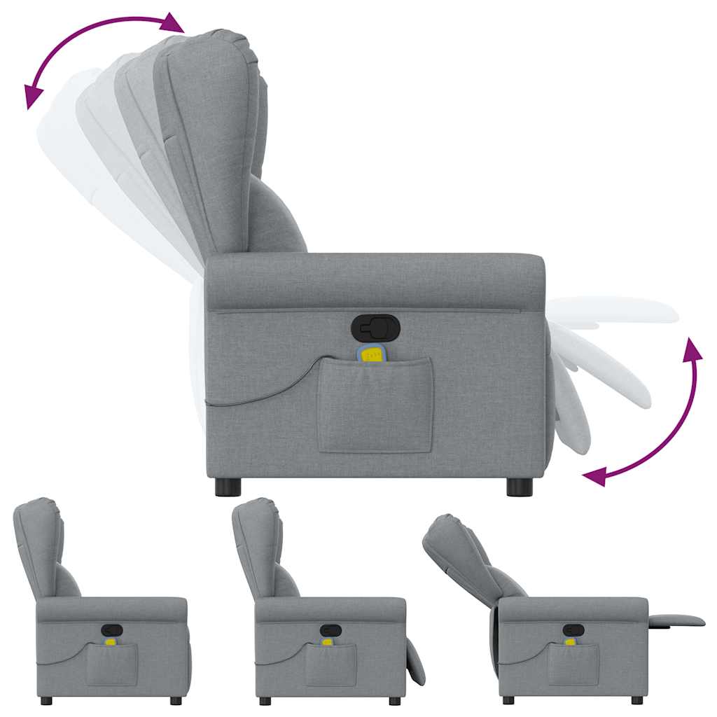 Poltrona de massagens reclinável tecido cinzento-claro