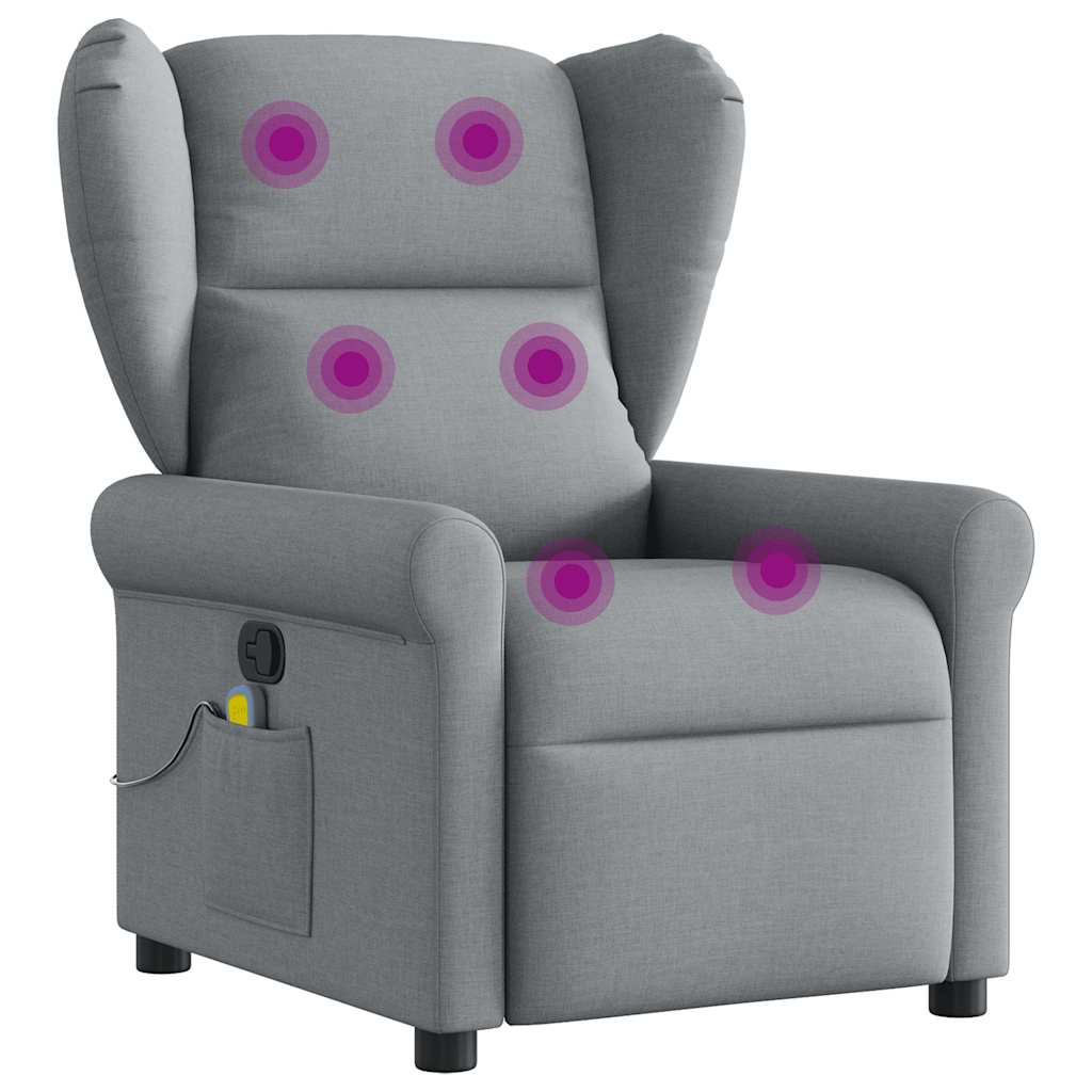 Poltrona de massagens reclinável tecido cinzento-claro