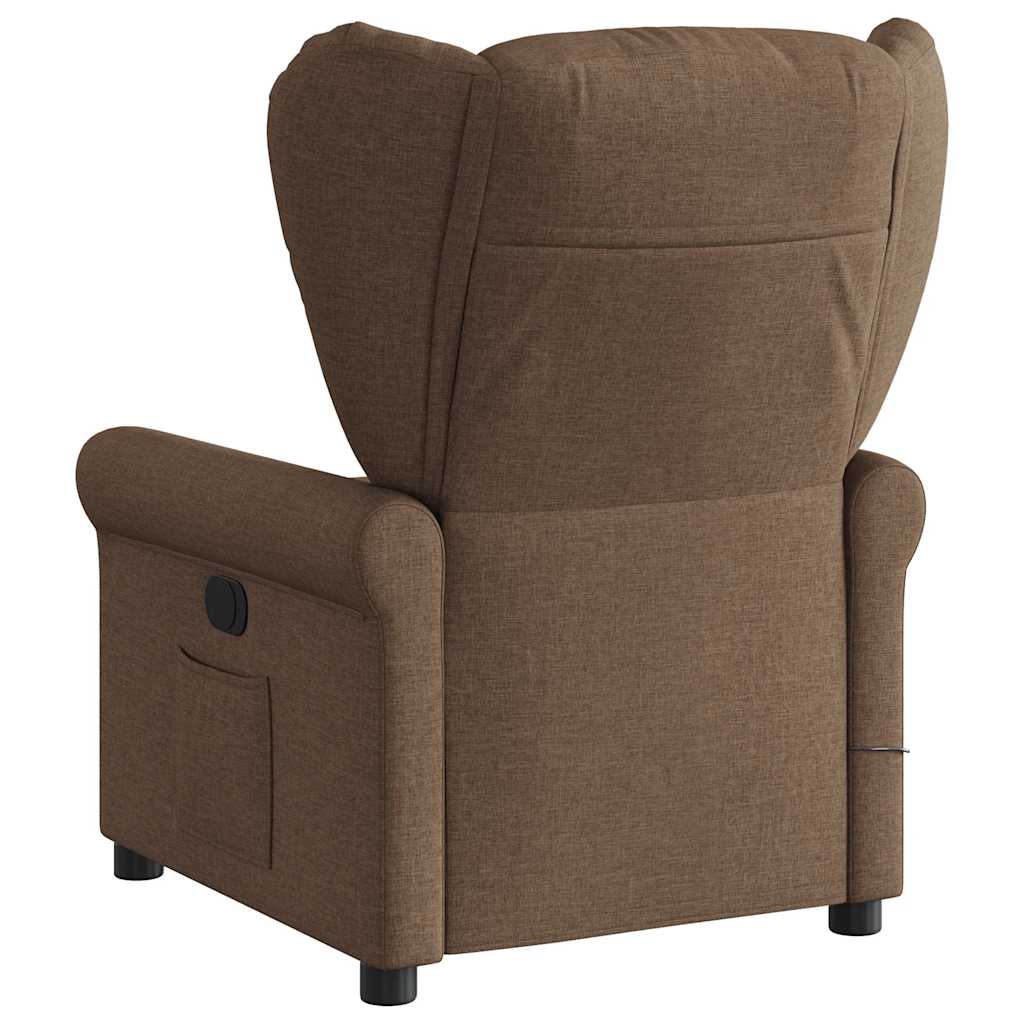 Poltrona de massagens reclinável tecido castanho