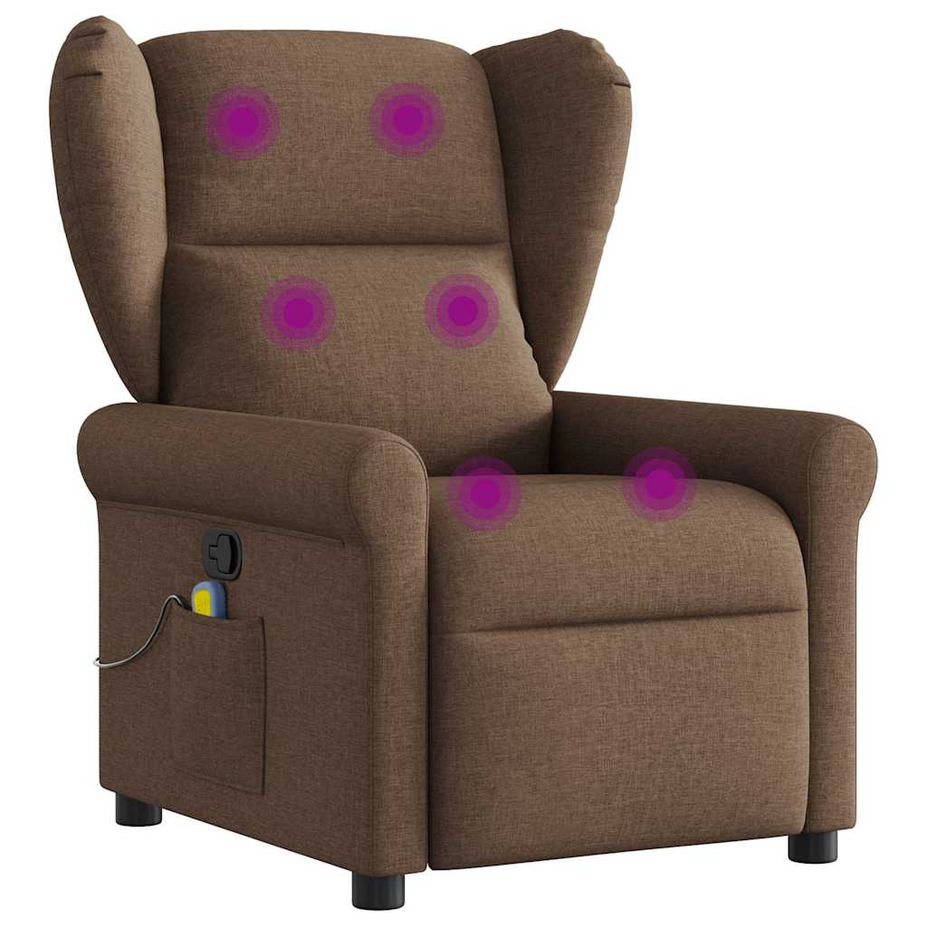 Poltrona de massagens reclinável tecido castanho
